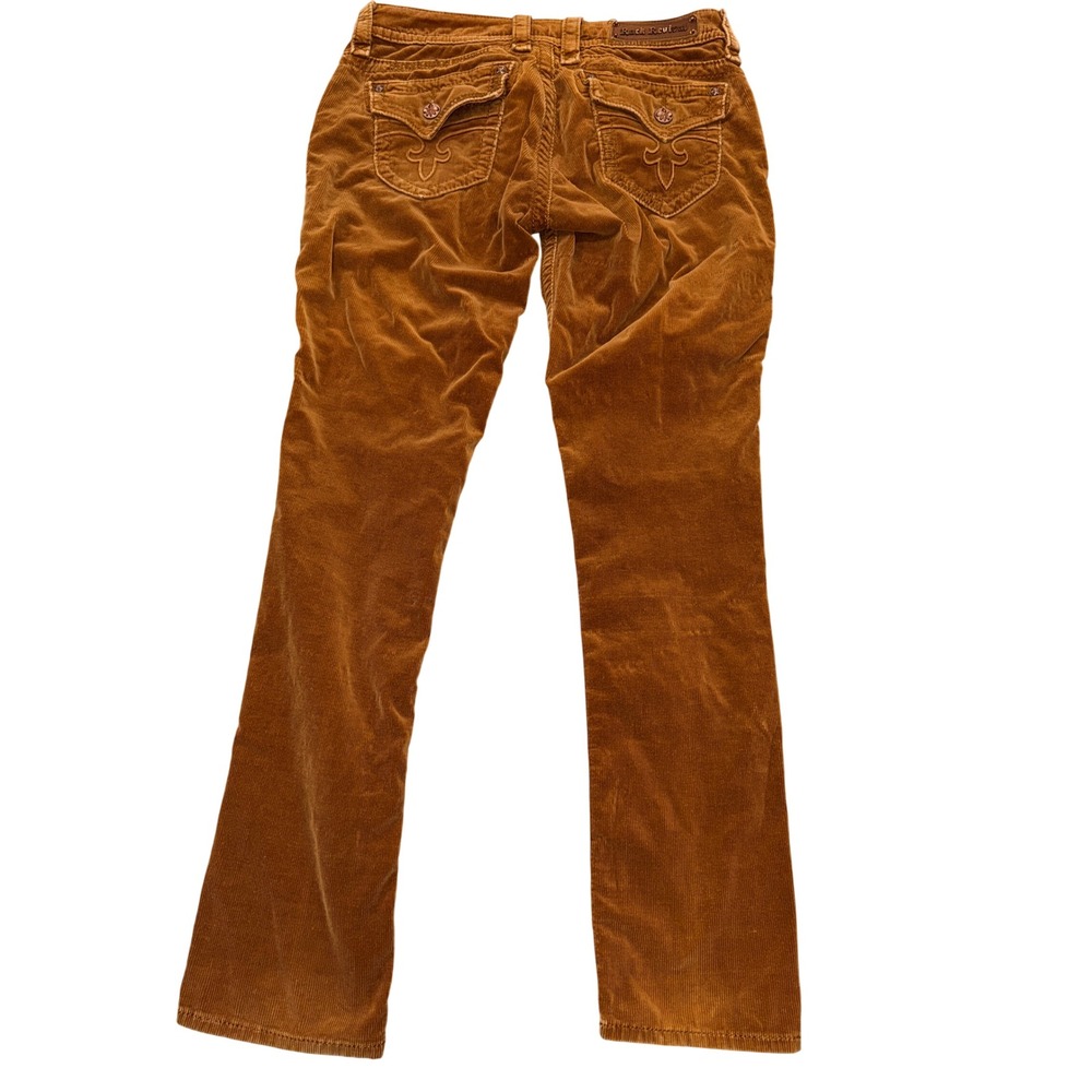 Rock Revival Jen Skinny Corduroy Pants Brown Fleur De Lis RJ8156S39 Size 29 - Picture 2 of 10